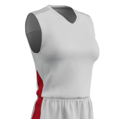 Champro Block Polyester Basketball Jersey, Women's 2X-Large, White, Scarlet