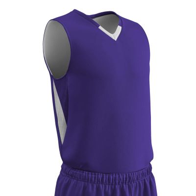 Champro Pivot Polyester Reversible Basketball Jersey, Youth Small, Purple, White