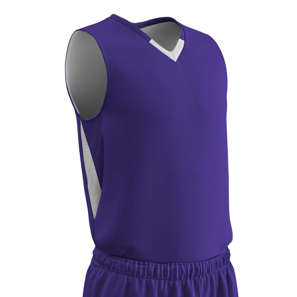 Champro Pivot Polyester Reversible Basketball Jersey, Youth Small, Purple, White