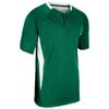 Champro Clean Up 2 Button Baseball/Softball Jersey, Adult X-Large, Forest Green, White view 1