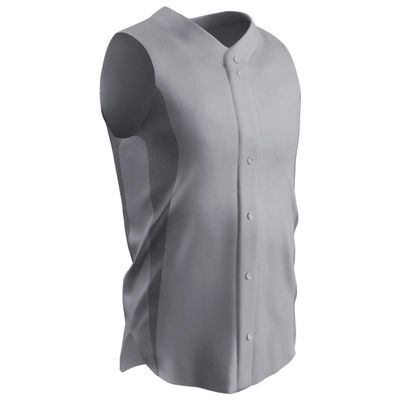 Champro Reliever Full Button Sleeveless Baseball Jersey, Adult 3X-Large, Grey