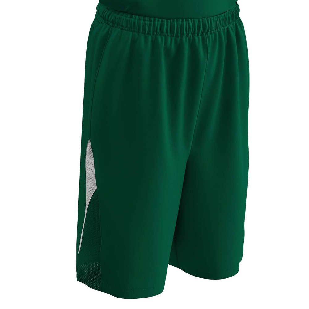 Pivot Reversible Polyester Basketball Short, Youth X-Large, Forest Green, White