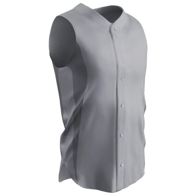 Champro Reliever Full Button Sleeveless Baseball Jersey, Adult X-Large, Grey