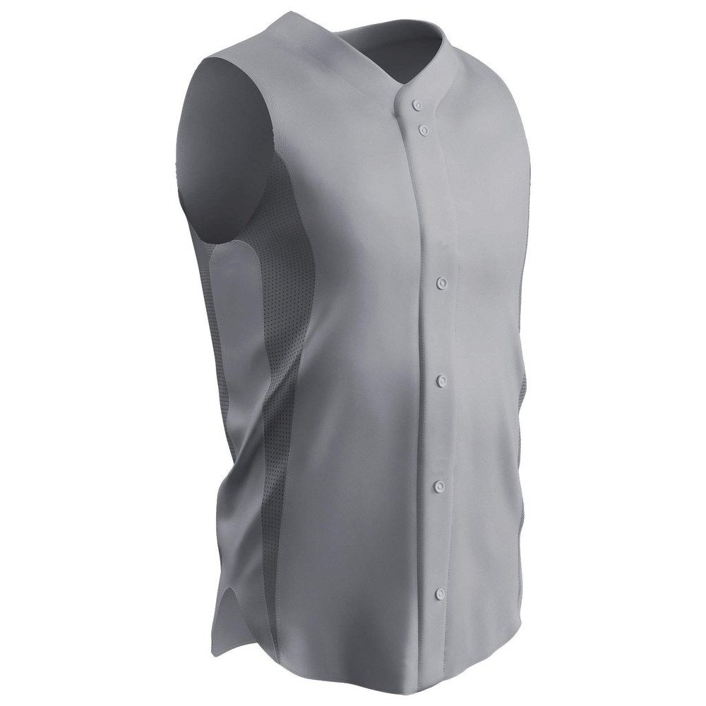 Champro Reliever Full Button Sleeveless Baseball Jersey, Adult X-Large, Grey