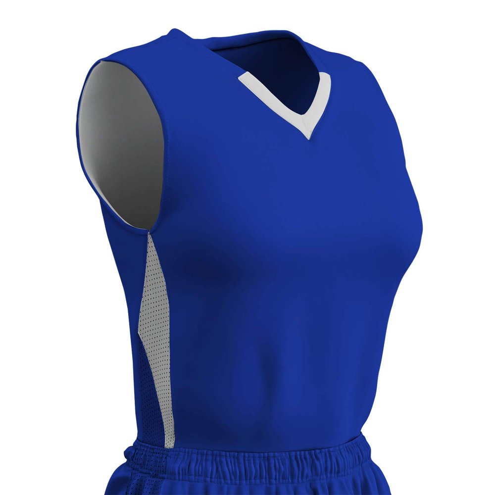 Champro Post Up Polyester Reversible Basketball Jersey, Women's Large, Royal, White