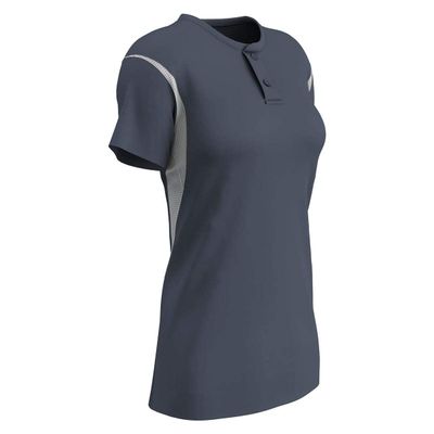 Champro Legacy Polyester 2-Button Jersey, Girls' Large, Grey,Black