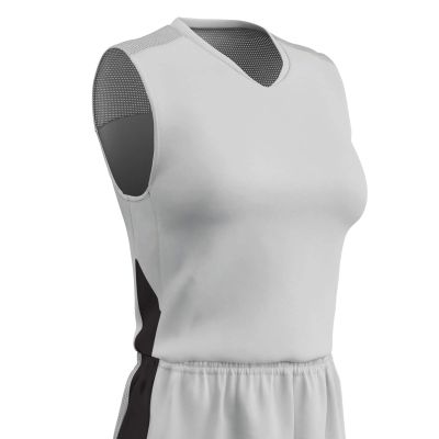Champro Block Polyester Basketball Jersey, Women's Medium, White, Black