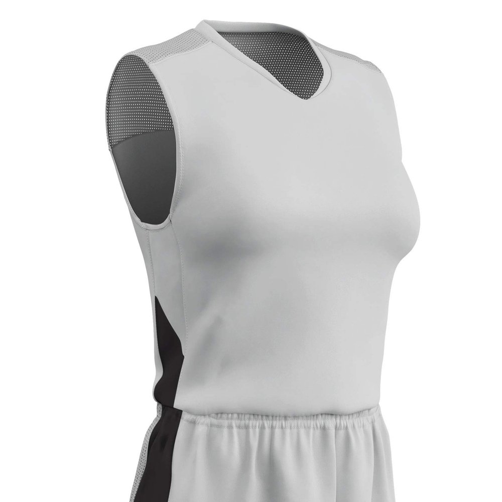 Champro Block Polyester Basketball Jersey, Women's Medium, White, Black