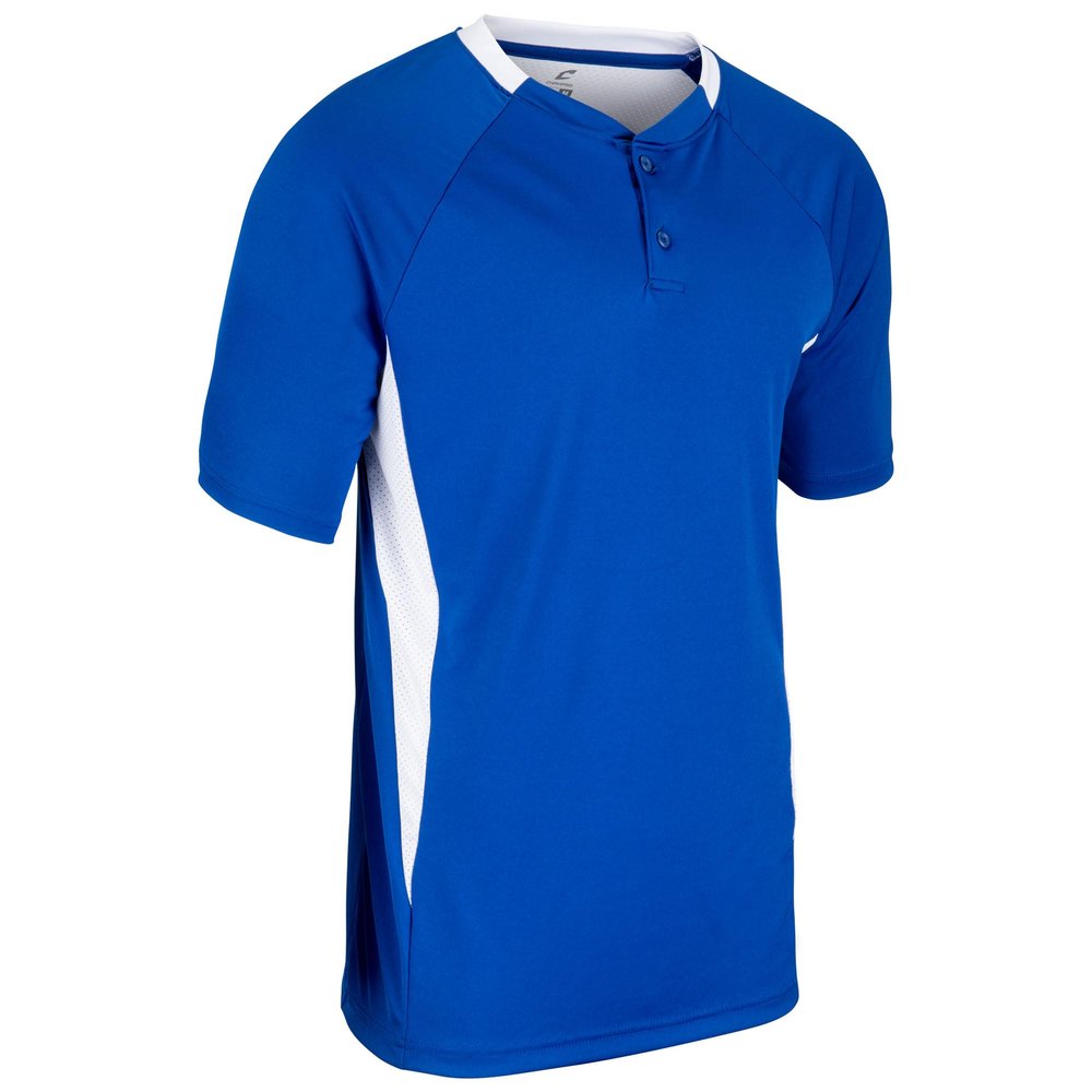 Champro Clean Up 2 Button Baseball/Softball Jersey, Adult X-Large, Royal, White
