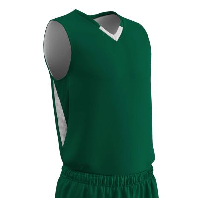 Champro Pivot Polyester Reversible Basketball Jersey, Youth X-Large, Forest Green, White