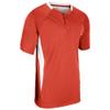 Champro Clean Up 2 Button Baseball/Softball Jersey, Youth Large, Orange, White view 1