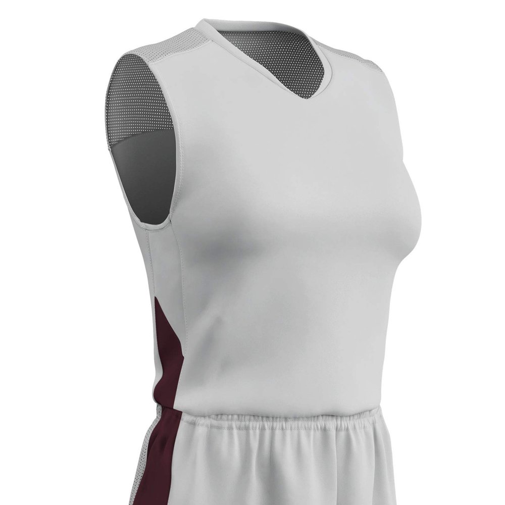 Champro Block Polyester Basketball Jersey, Women's X-Large, White, Maroon