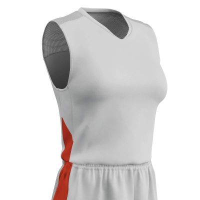 Champro Block Polyester Basketball Jersey, Women's X-Large, White, Orange