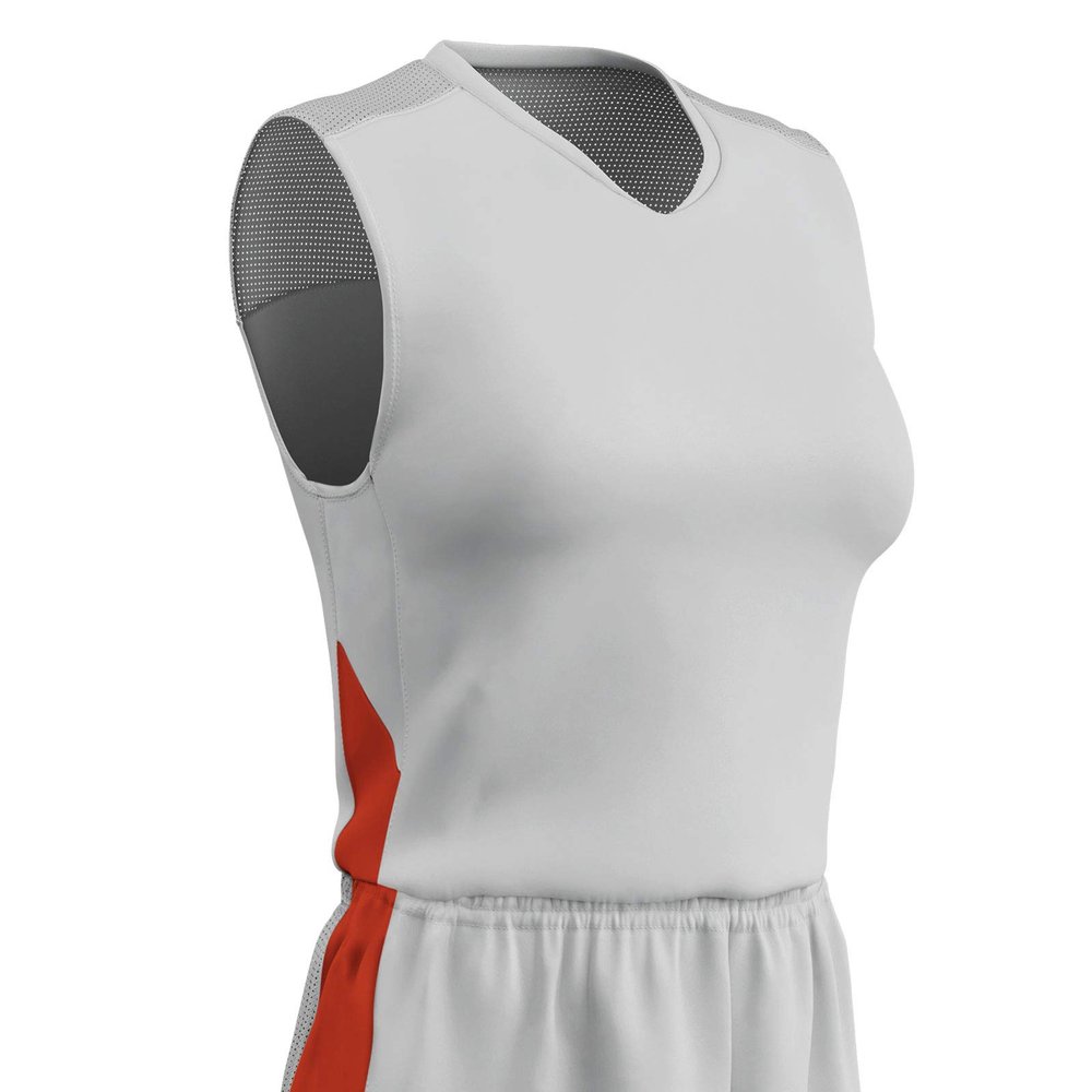 Champro Block Polyester Basketball Jersey, Women's X-Large, White, Orange