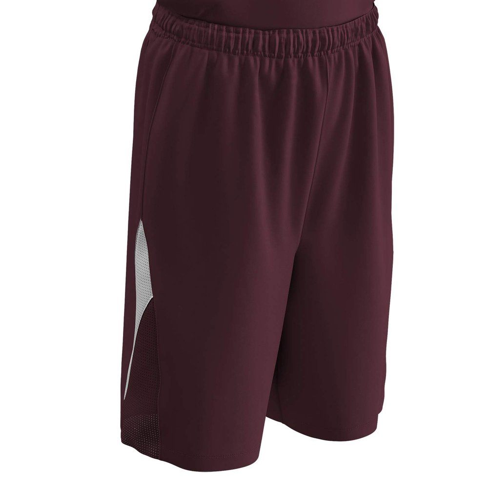 Pivot Reversible Polyester Basketball Short, Youth Medium, Maroon, White