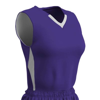 Champro Post Up Polyester Reversible Basketball Jersey, Women's Large, Purple, White