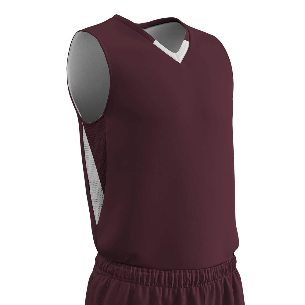 Champro Pivot Polyester Reversible Basketball Jersey, Youth X-Large, Maroon, White