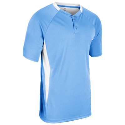 Champro Clean Up 2 Button Baseball/Softball Jersey, Youth Medium, Light Blue, White