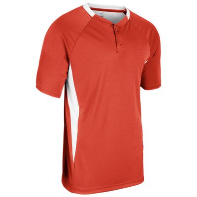 Champro Clean Up 2 Button Baseball/Softball Jersey, Youth Small, Orange, White