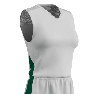 Champro Block Polyester Basketball Jersey, Women's X-Large, White, Forest Green