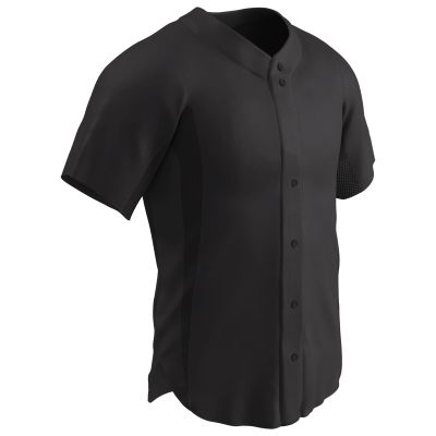 Champro Reliever Full Button Baseball Jersey, Youth Medium, Black