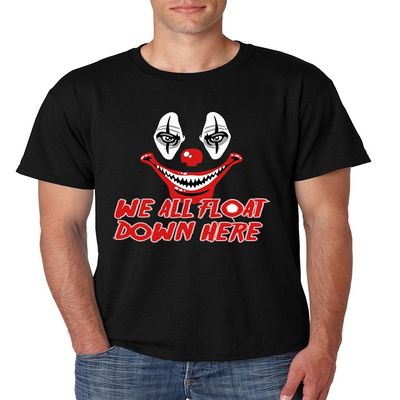 ALLNTRENDS Men's T Shirt We All Float Down Here It The Clown Halloween Tee (3XL, Black)