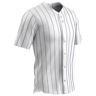 Champro Ace Polyester Button Front Baseball Jersey, Adult 3X-Large, White, Navy Pin