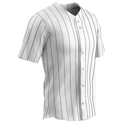 Champro Ace Polyester Button Front Baseball Jersey, Youth Large, White, Black Pin