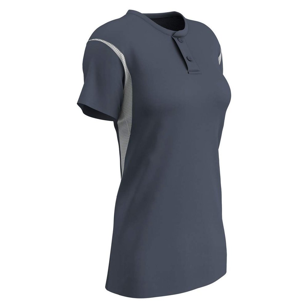 Champro Legacy Polyester 2-Button Jersey, Girls' Medium, Grey,Black