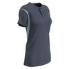 Champro Legacy Polyester 2-Button Jersey, Girls' Medium, Grey,Black view 1