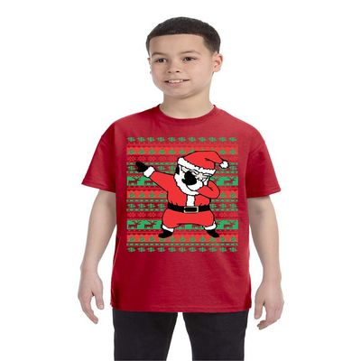 ALLNTRENDS Kids Youth T Shirt Dabbing Santa Trendy Ugly Xmas Tee Cool (L, Red)