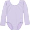 Dancina Leotard Classic Long Sleeve Modest Higher Neckline Full Front Lining Body Suit 8 Lavender view 2