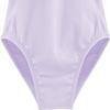 Dancina Leotard Classic Long Sleeve Modest Higher Neckline Full Front Lining Body Suit 8 Lavender view 4