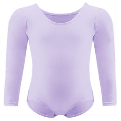 Dancina Toddler Leotard Long Sleeve Girls' Cotton Bodysuit 4 Lavender