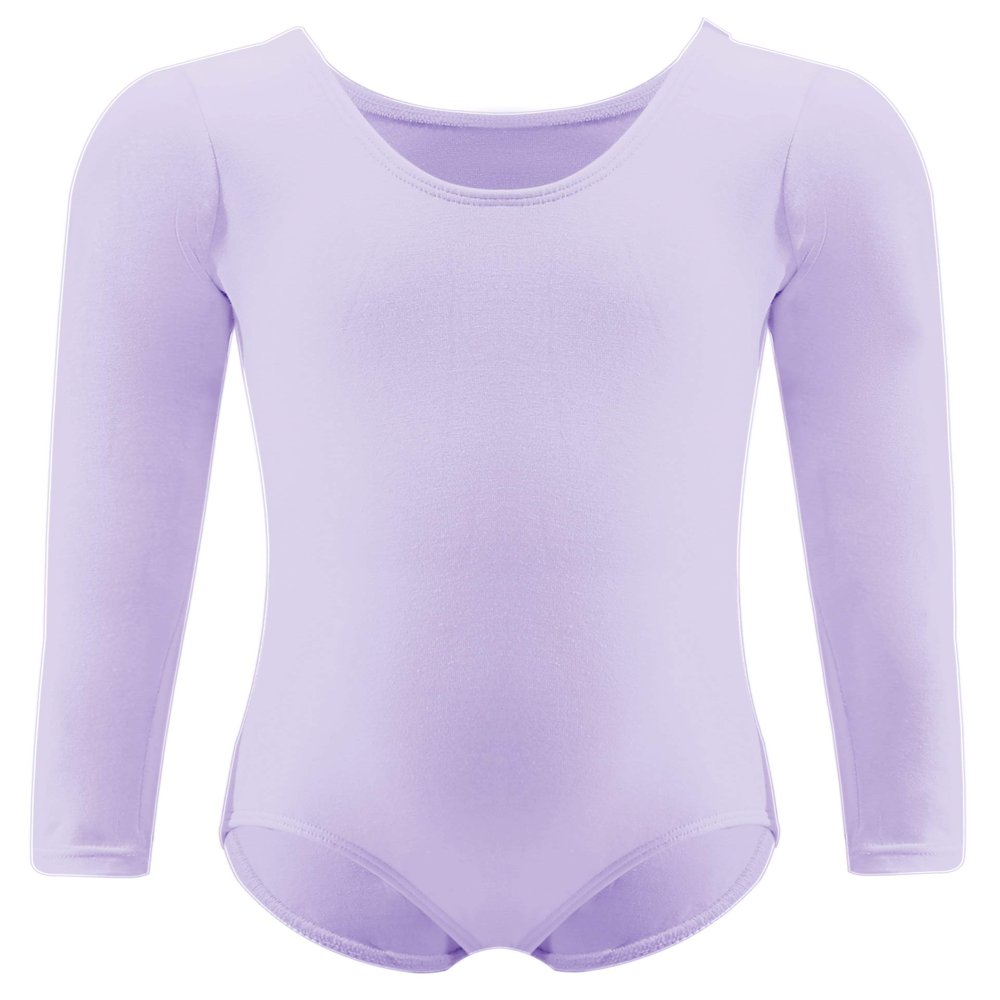 Dancina Toddler Leotard Long Sleeve Girls' Cotton Bodysuit 4 Lavender