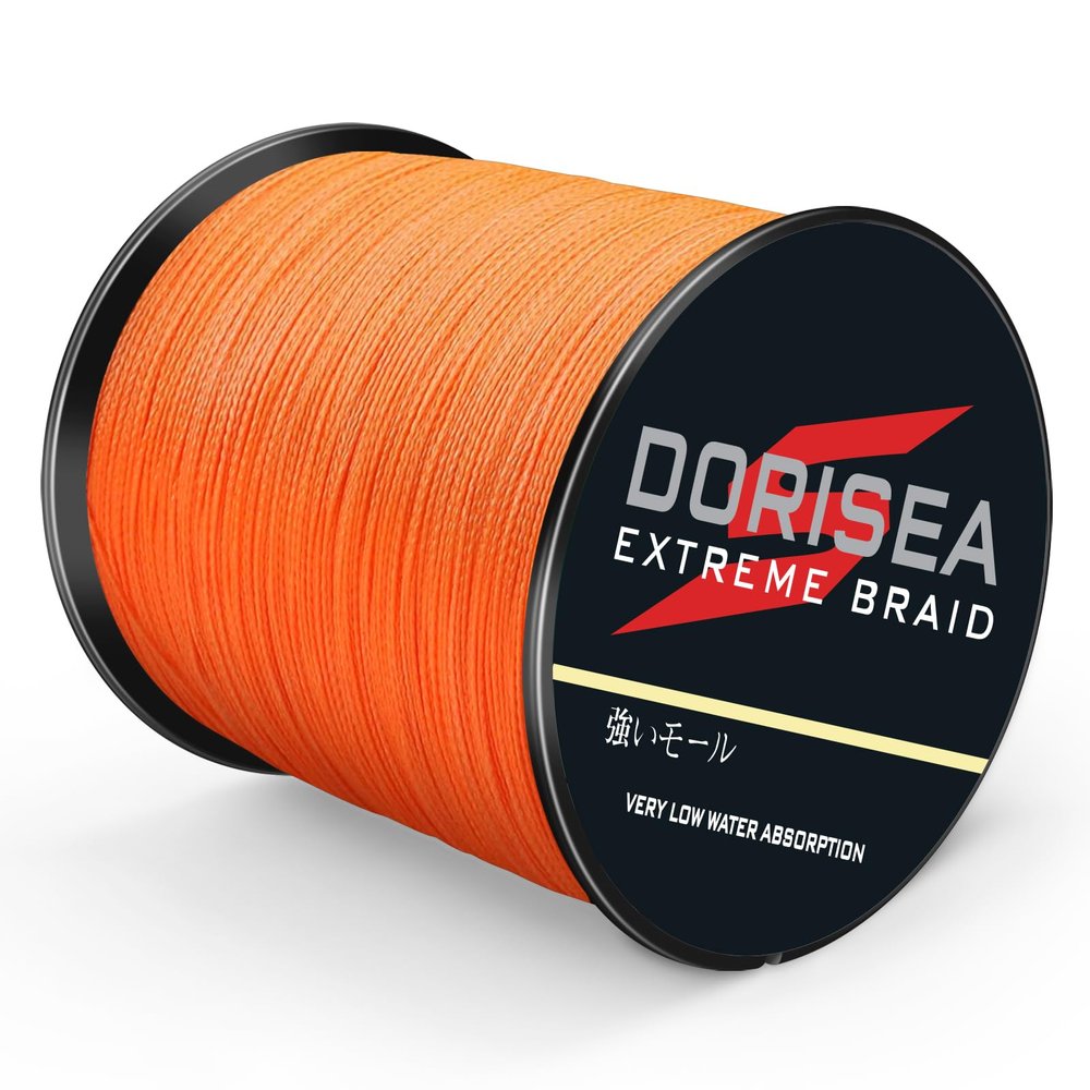 Dorisea Extreme Braid 100% Pe Orange Braided Fishing Line 109Yards-2187Yards 6-550Lb Test Fishing Wire Fishing String Superline (2000m/2187Yards 10lb/0.14mm)
