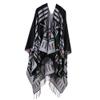 Bakerdani Women's Fashion Retro Style Vintage Pattern Tassel Poncho Shawl Cape view 1