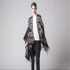 Bakerdani Women's Fashion Retro Style Vintage Pattern Tassel Poncho Shawl Cape view 4