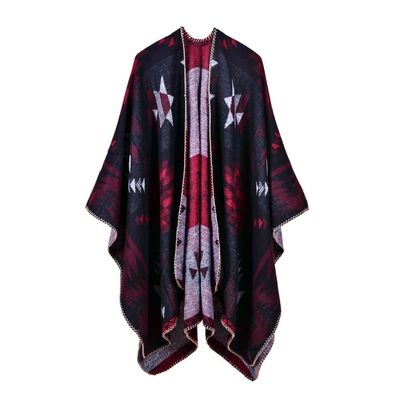 Bakerdani Women's Color Block Shawl Wrap Open Front Poncho Cape