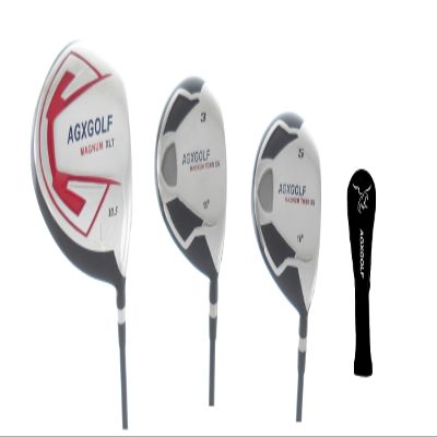 AGXGOLF Men's Magnum XLT-XS Stiff Flex Woods Set w460cc Over Sized Forged Driver + 3 & 5 Fairway Woods: Graphite Shafts + Head Covers Right Hand, Cadet, 2X-Tall (+2.0 INCH) Length