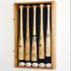 sfDisplay.com,LLC. 5 Baseball Bat Display Case Cabinet Holder Wall Rack Custom Options 98% UV - Lockable (Oak Wood Finish, Red Felt - Verticle Mounting) view 2