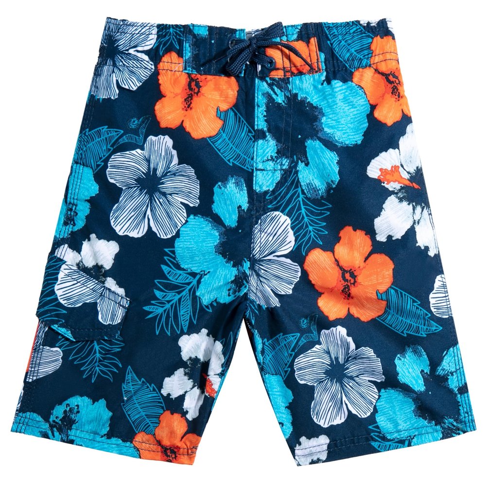 Kanu Surf Toddler Boys Horizon Quick Dry Beach Swim Trunk, Hangout Navy/Orange, 2T