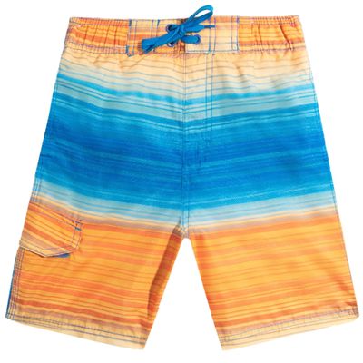 Kanu Surf Little Boys Oahu Quick Dry Beach Swim Trunk, Haywire Blue/Orange, Small (4)