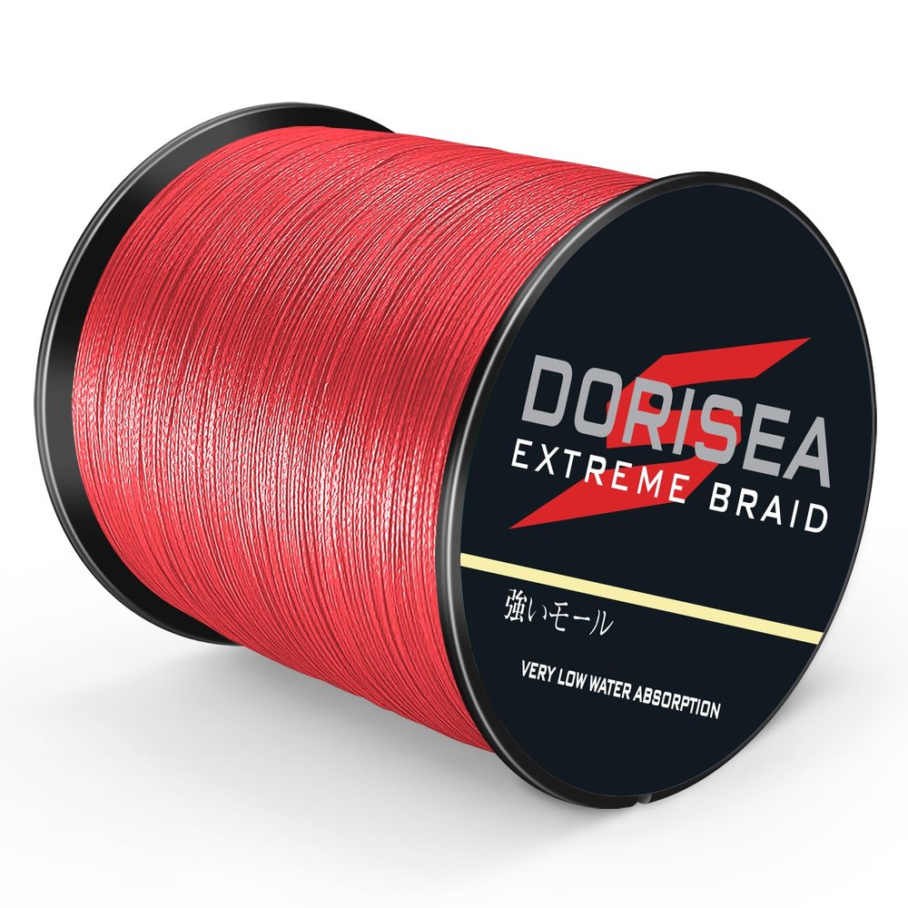 Dorisea Extreme Braid 100% Pe Red Braided Fishing Line 109Yards-2187Yards 6-550Lb Test Fishing Wire Fishing String Superline (1500m/1640Yards 40lb/0.32mm)