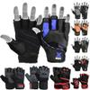 MRX Leather Weight Lifting Gym Gloves Cross Power Lifting Fitness Exercise Bodybuilding Workout with Free Bar Strap Black,Blue(Small) view 1