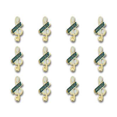 SHOP AWARDS AND GIFTS Music Treble Clef Lapel Pins for Students Appreciation Reward School Teacher, Bulk Pack of 12, Poly Bagged, 5/8 Inch