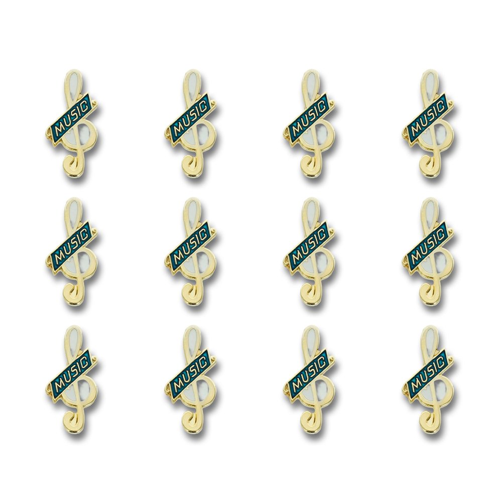 SHOP AWARDS AND GIFTS Music Treble Clef Lapel Pins for Students Appreciation Reward School Teacher, Bulk Pack of 12, Poly Bagged, 5/8 Inch