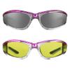 Bikershades Chrome Frame Anti Glare Mirrored Motorcycle Sunglasses with Rhinestones Foam Padded for Women (Mirror Smoke Pink + Yellow Pink Combo) view 1