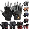MRX Leather Weight Lifting Gym Gloves Cross Power Lifting Fitness Exercise Bodybuilding Workout with Free Bar Strap Black,Orange(Small) view 1