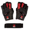 MRX Leather Weight Lifting Gym Gloves Cross Power Lifting Fitness Exercise Bodybuilding Workout with Free Bar Strap Black,Red(Small) view 4